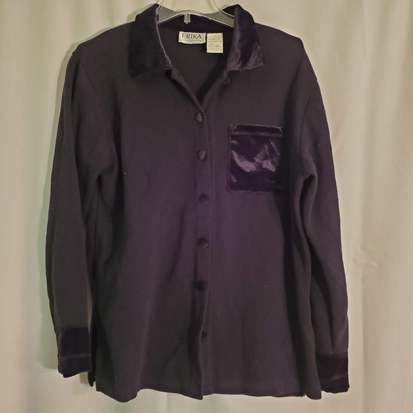 3for$25 button down black soft velvet long sleeve - Picture 2 of 6